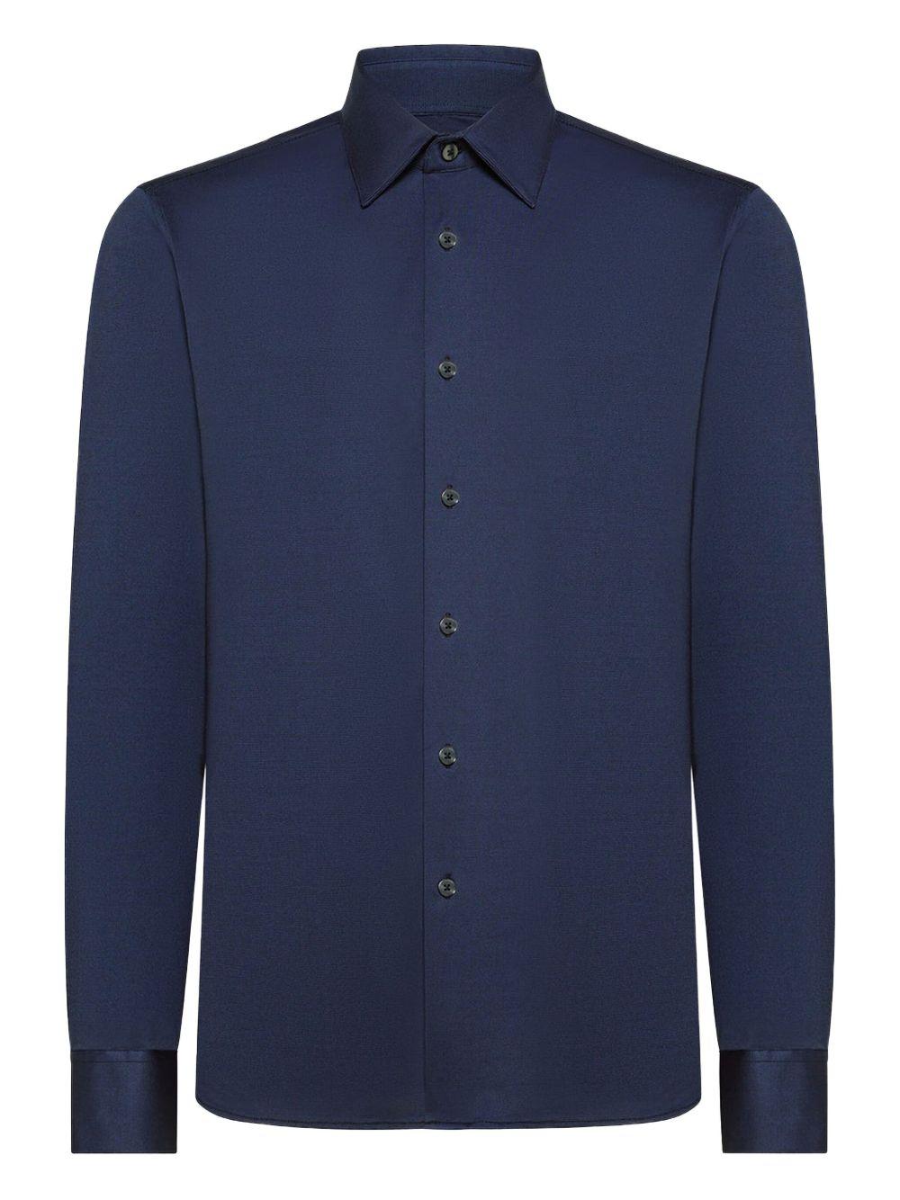 Deep Blue Jacquard Oxford Shirt