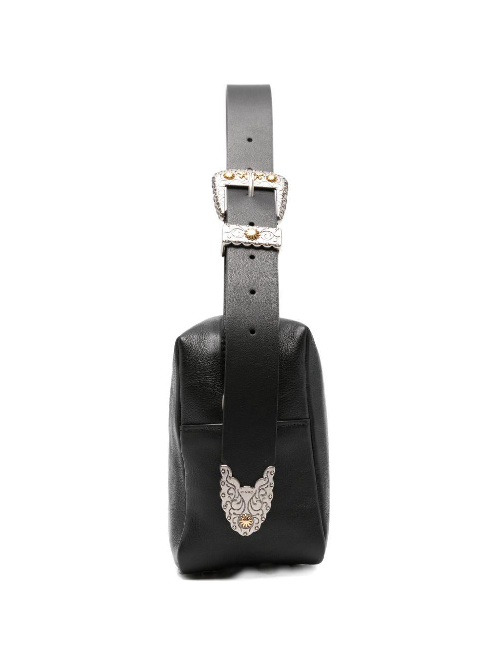 Borsa a spalla in pelle con dettaglio fibbia 106761A2JG Z99O PINKO
