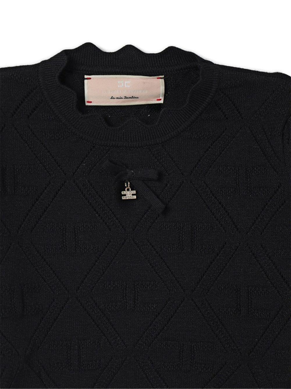 T-shirt in maglia con logo all-over EFMA159CFL060 N000 ELISABETTA FRANCHI KIDS