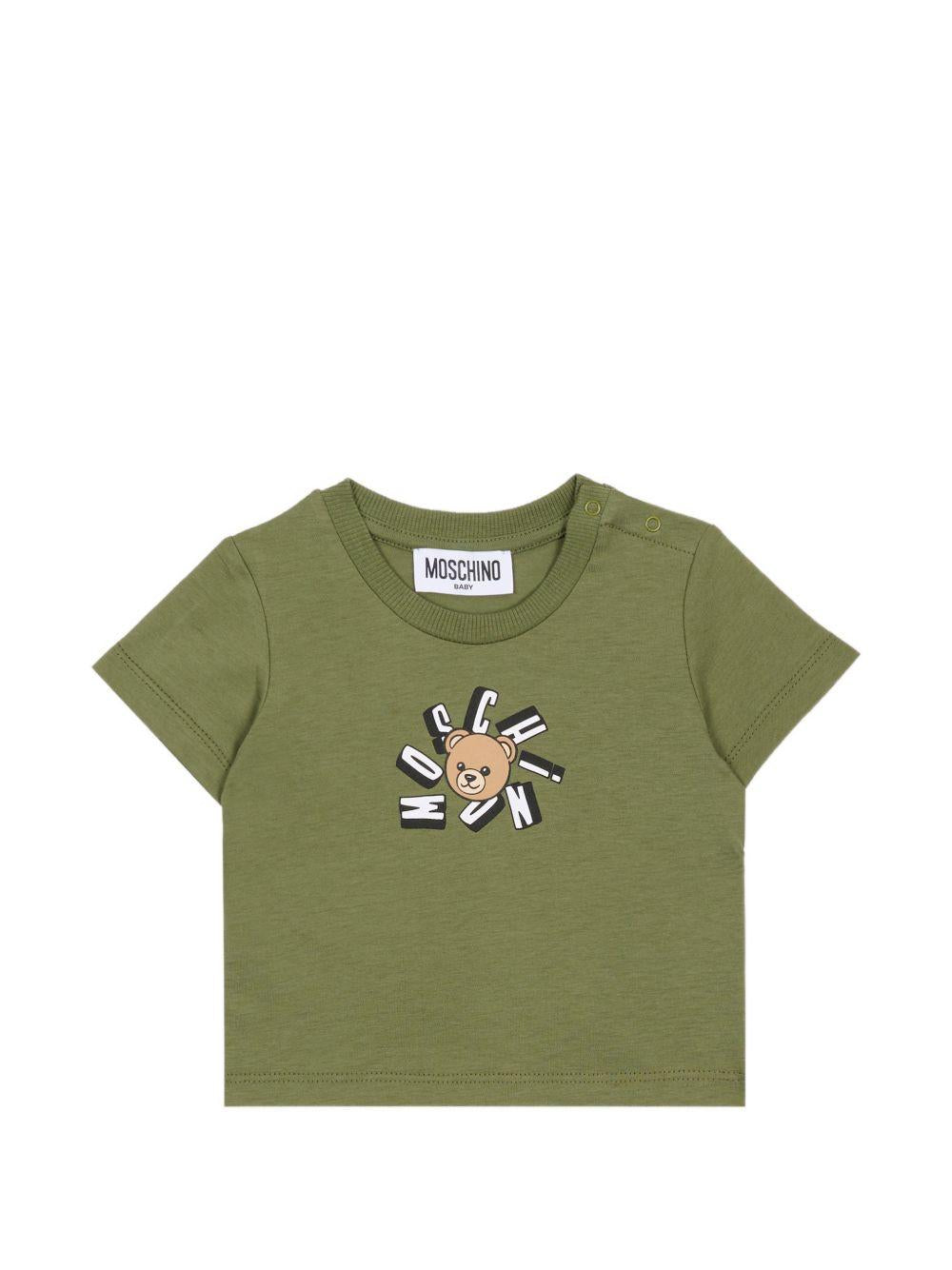 T-shirt con stampa orsetto MXM047LAA02 30037 MOSCHINO KIDS