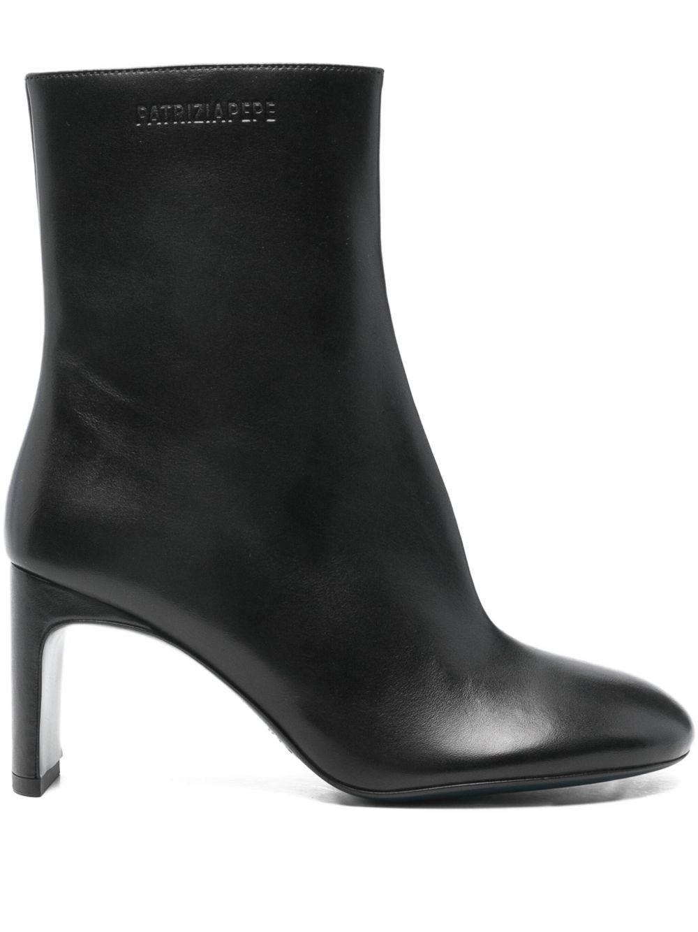 Stivali neri in pelle con tacco 80mm 2Y0036L048 K103 PATRIZIA PEPE