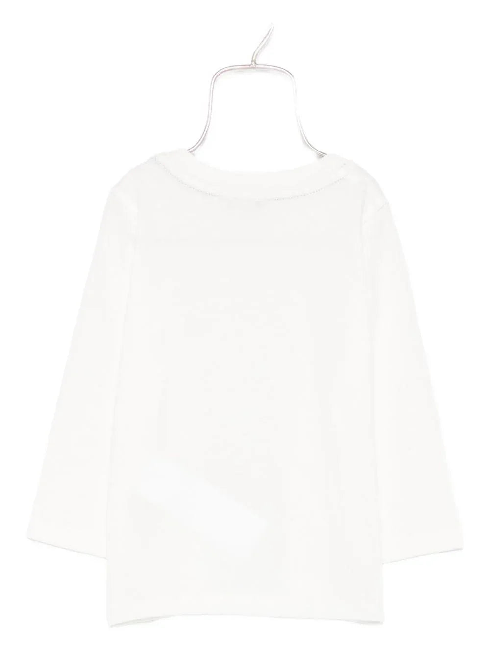 T-shirt bianca a maniche lunghe con logo - Preludio Moda