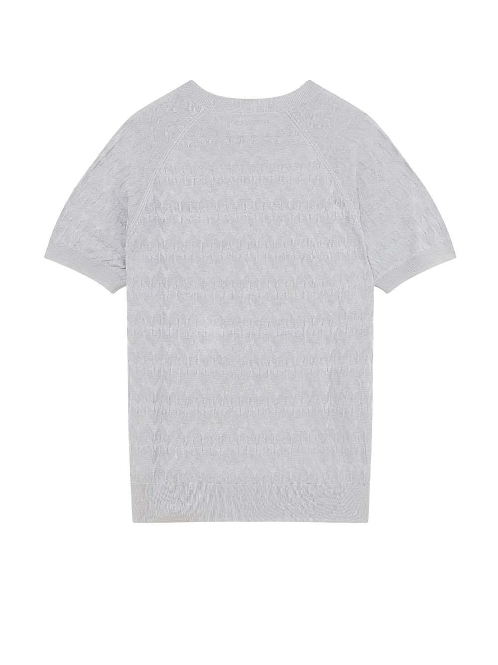 T-shirt in maglia con motivo chevron grigio perla
