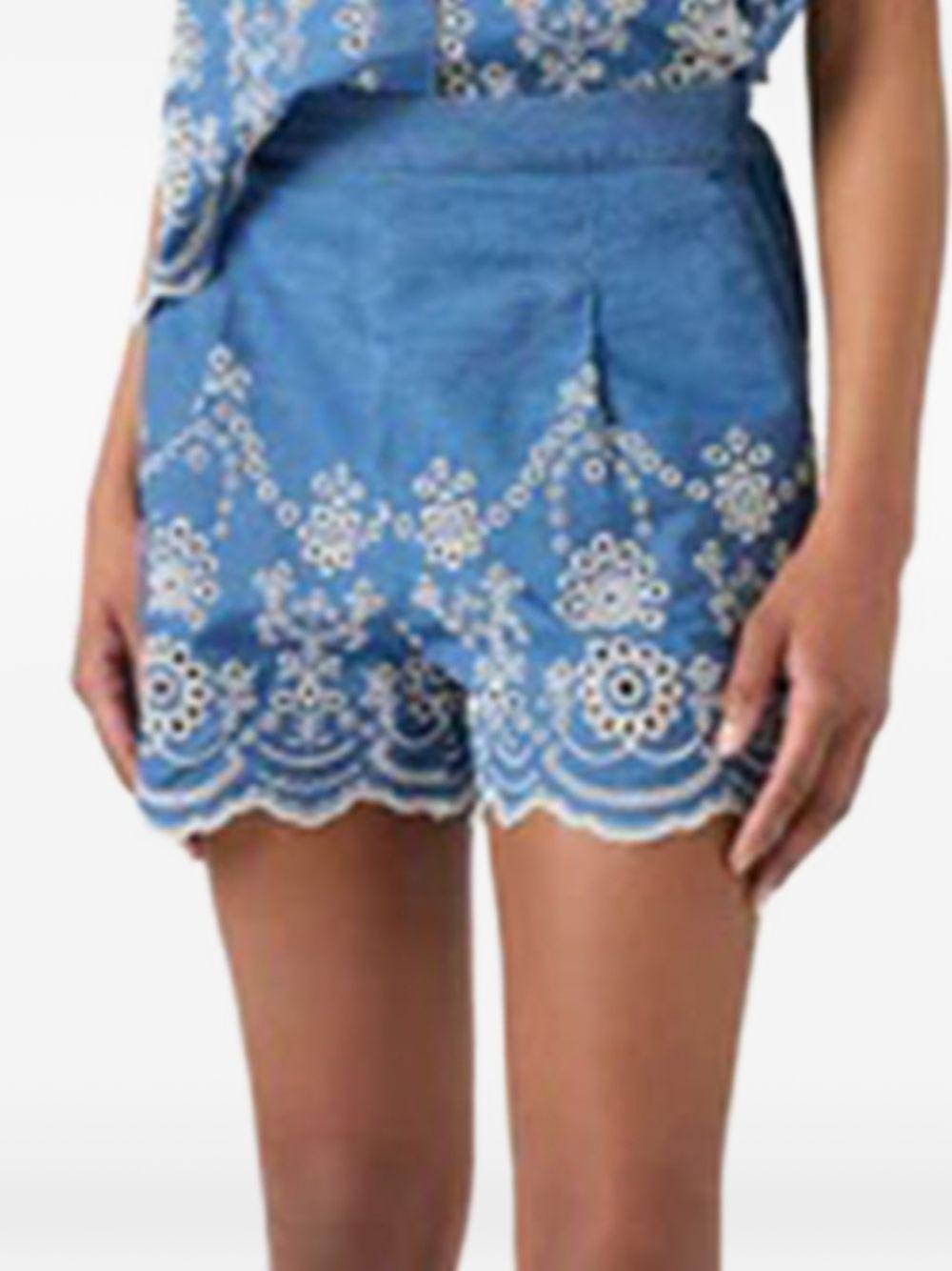 Shorts in chambray con ricamo inglese AMN0001 00473L MC2 SAINT BARTH