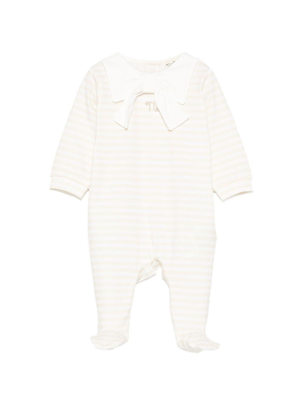 Tutina rigata con fiocco in cotone E26400 BEIGE NANAN KIDS