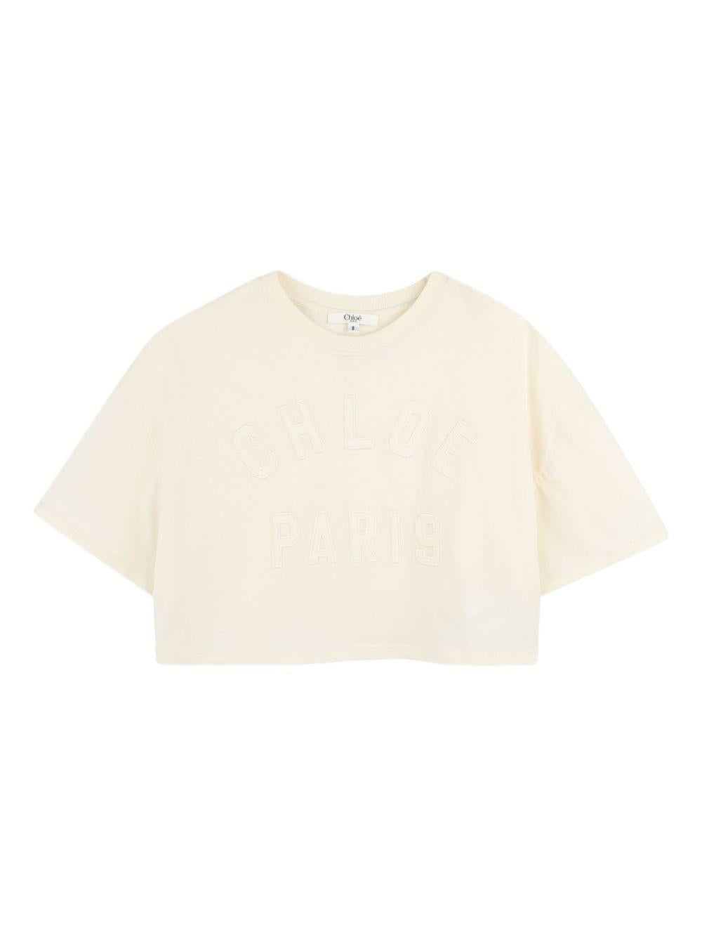 T-shirt Crop con Logo Goffrato C20658 148 CHLOE KIDS