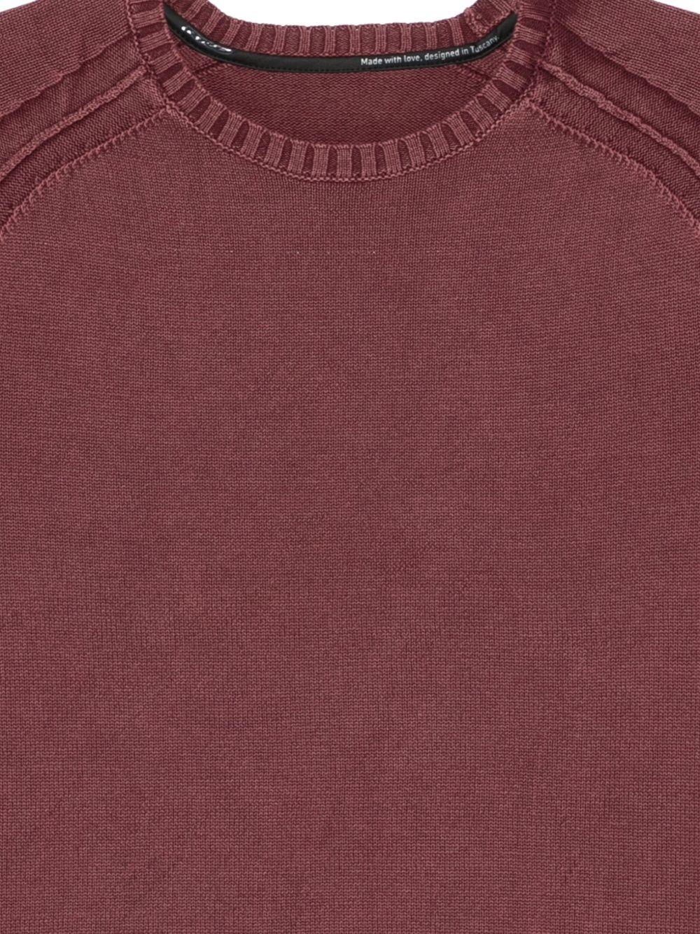 Maglione borgogna in cotone con maniche raglan W25149 73 RRD