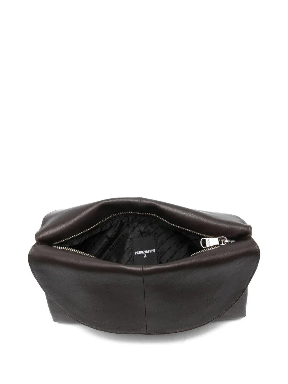 Borsa marrone con catena e zip superiore - Preludio Moda