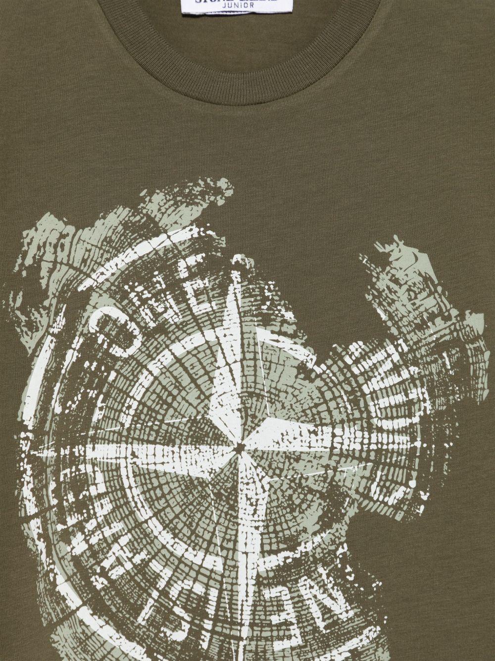 T-shirt verde militare big logo Compass