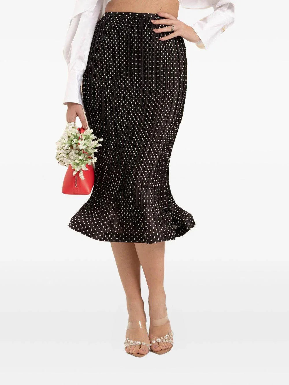 Gonna a campana nera con fantasia pois all-over - Preludio Moda