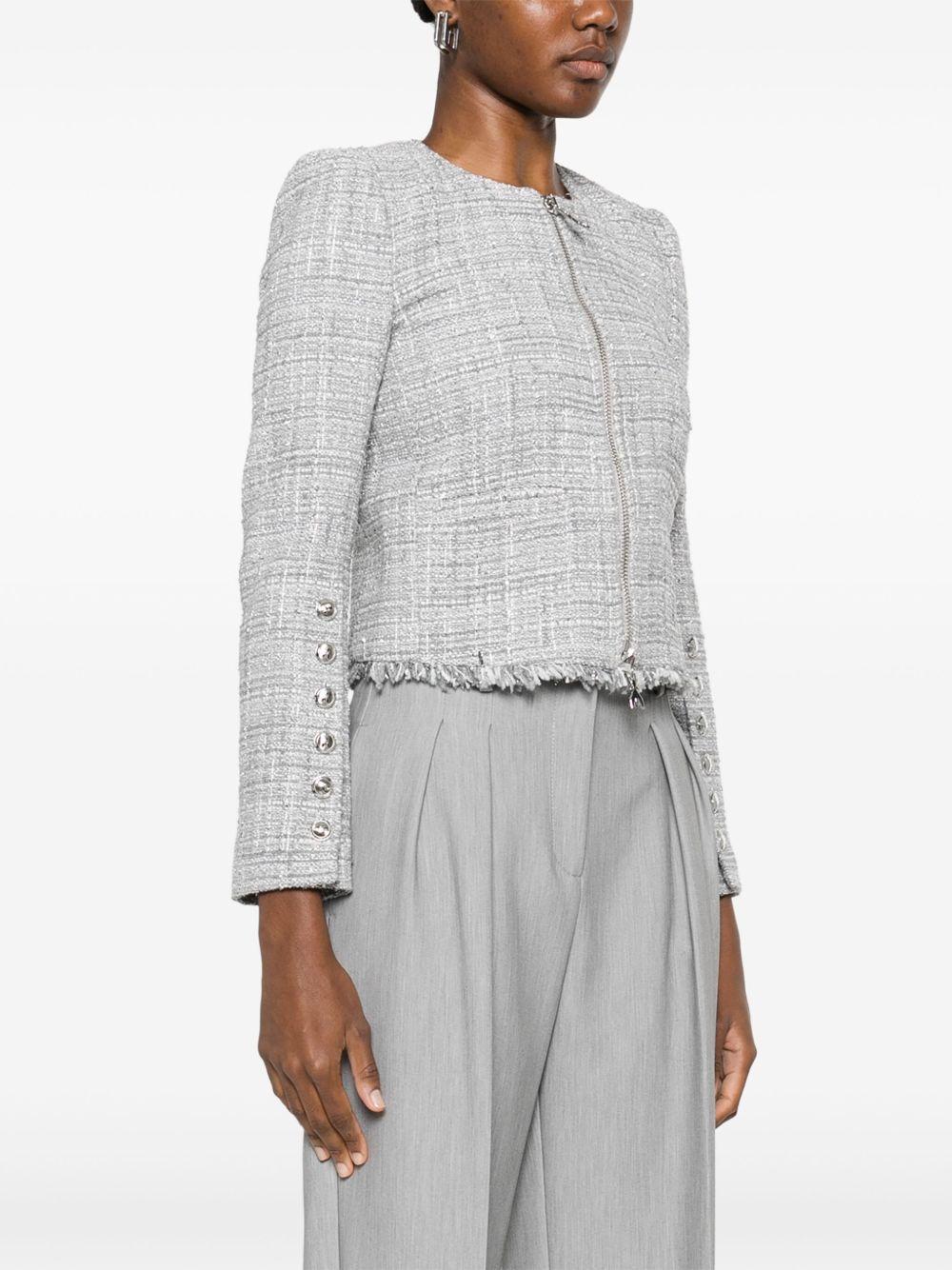 Giacca grigia in tweed misto e lurex