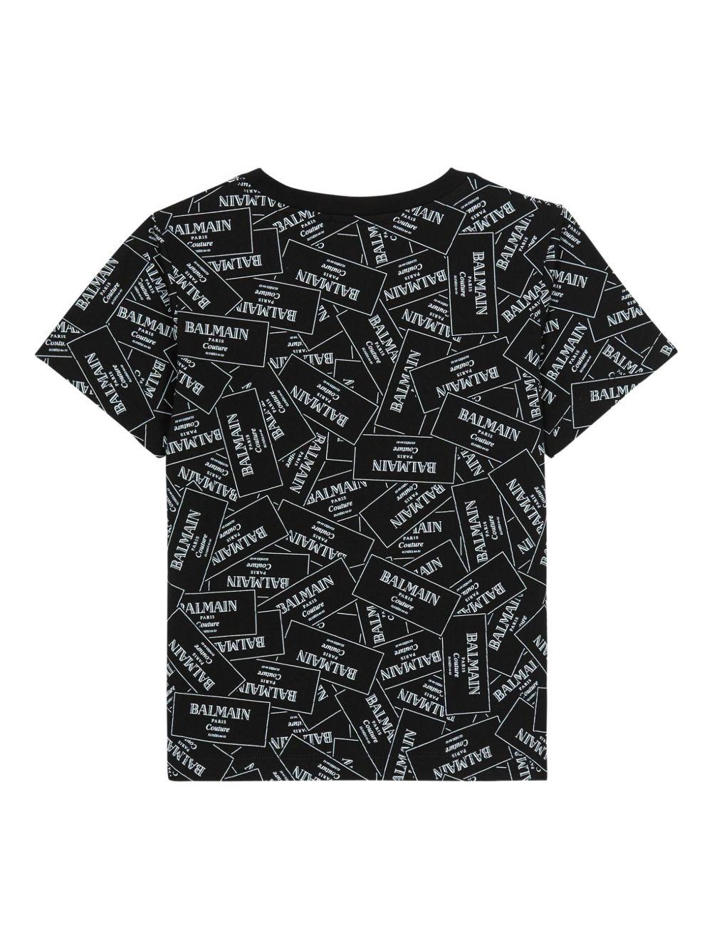 T-shirt Nera con Logo BX8Q11Z3186 930BC BALMAIN KIDS