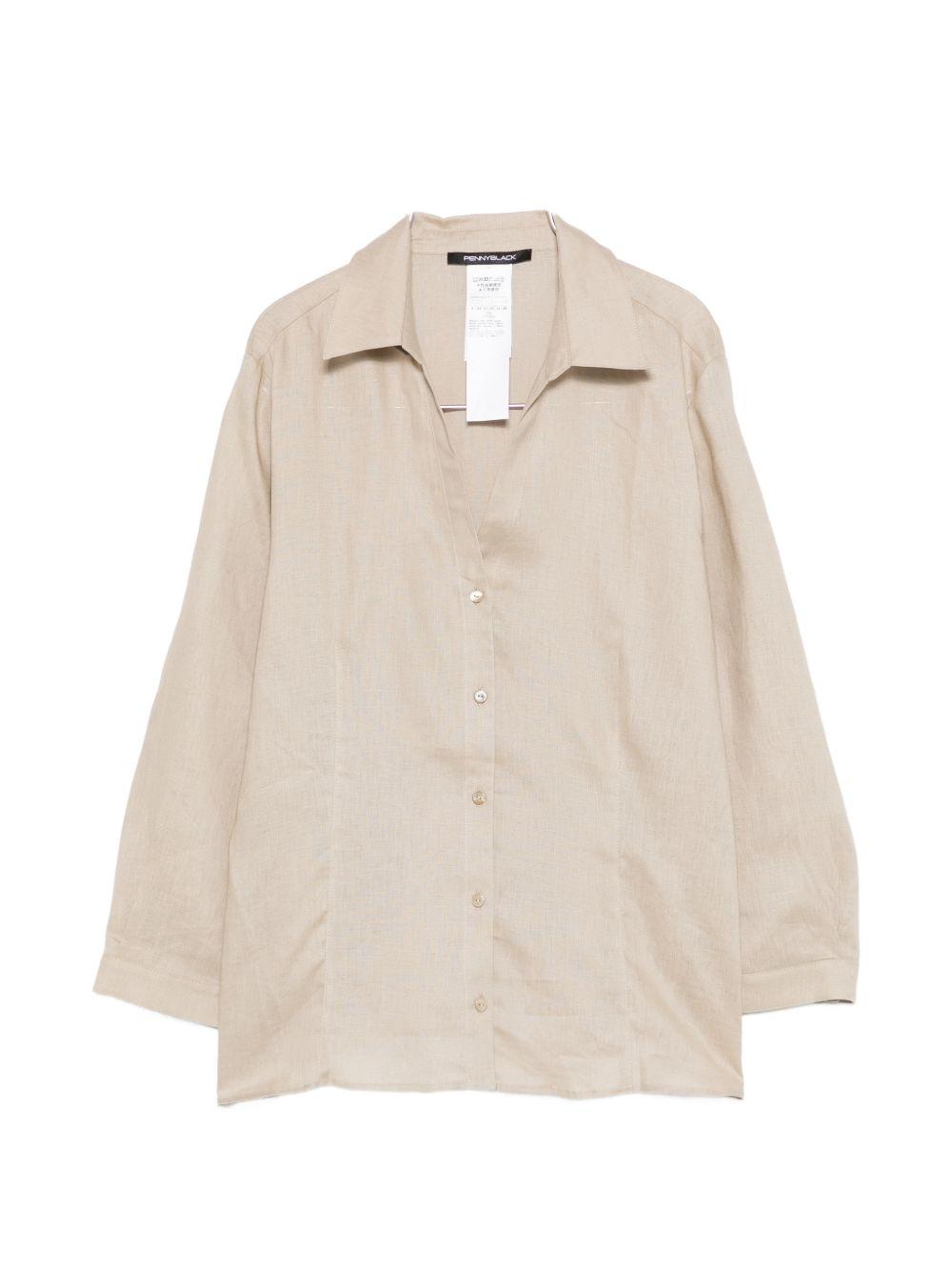 Camicia in lino scollo a V 2611111273200 002 PENNY BLACK