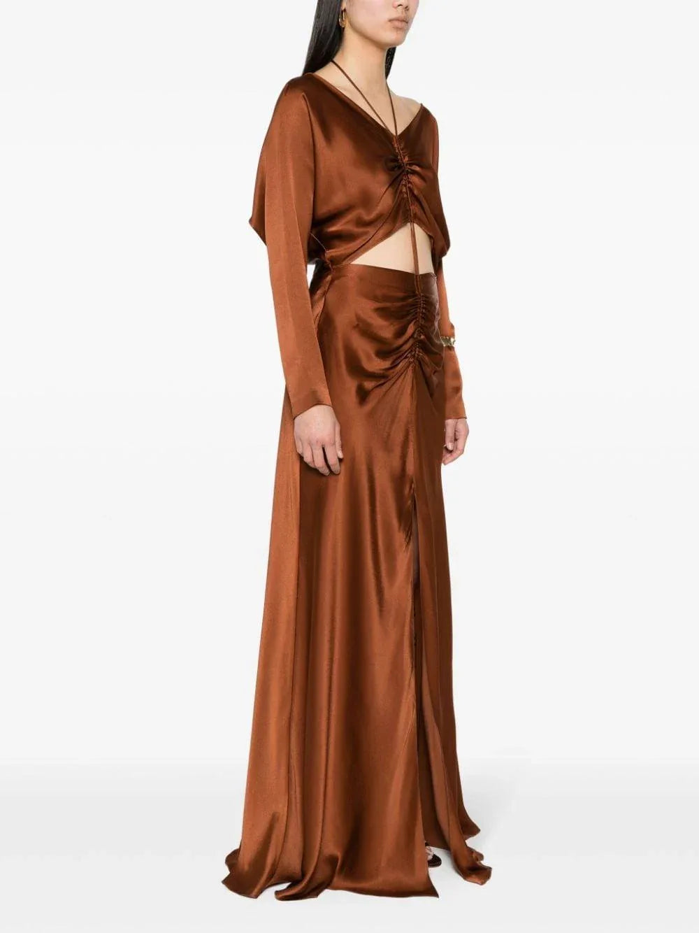 Abito marrone cut-out - Preludio Moda