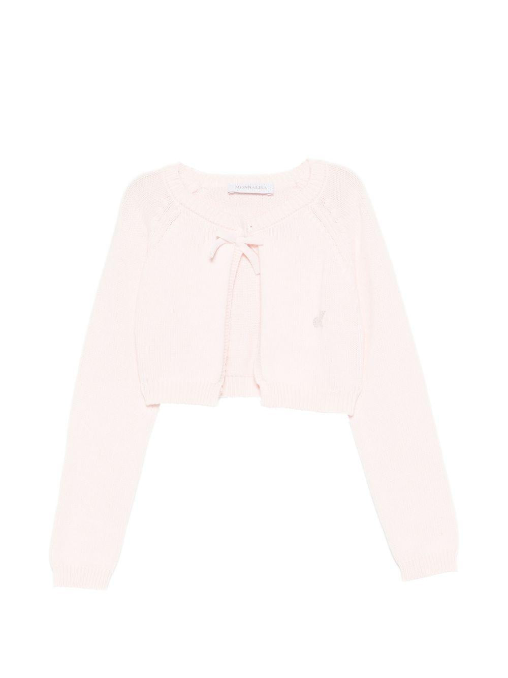 Cardigan in cotone con fiocco 73G8007036 0091 MONNALISA KIDS