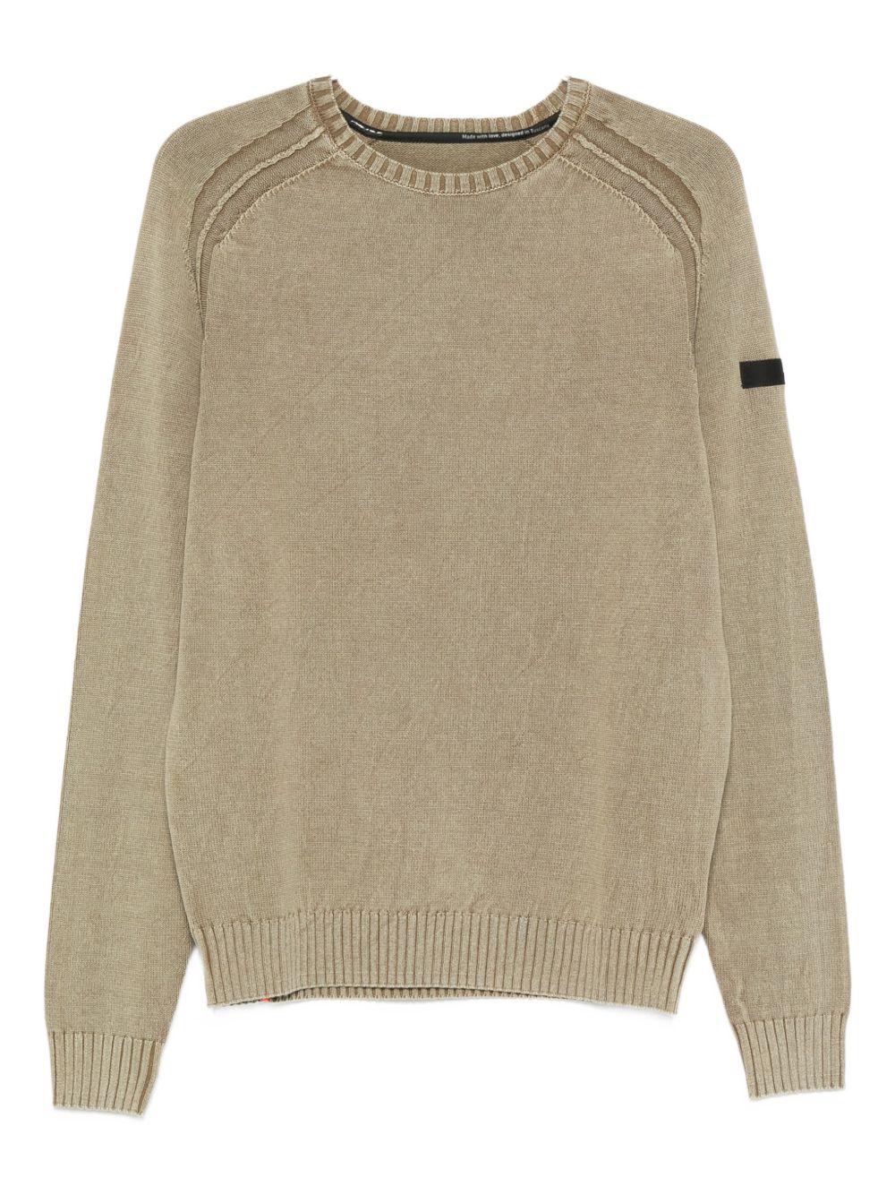 Maglione beige girocollo con orli a coste W25149 84 RRD