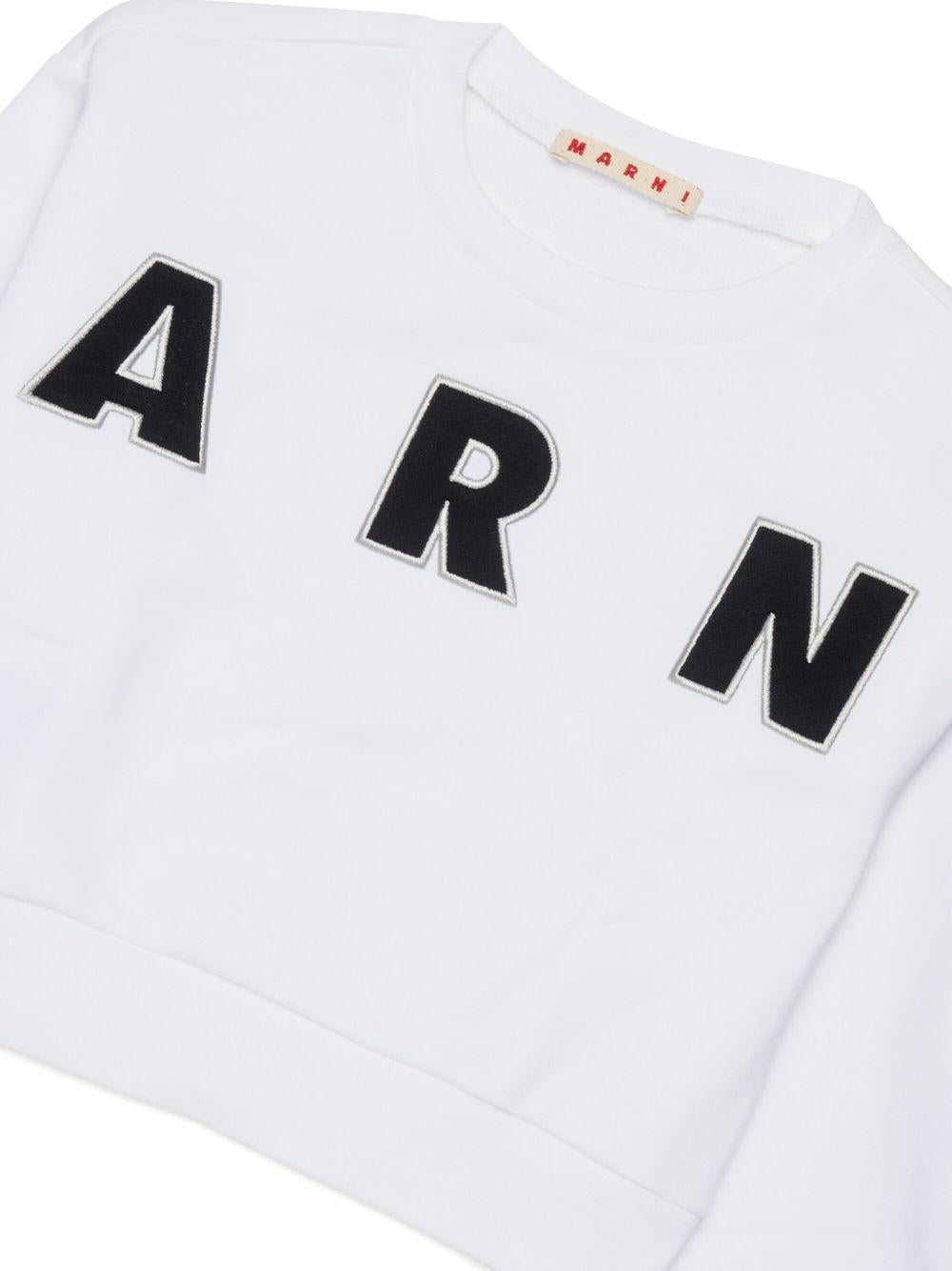 Felpa girocollo in cotone con logo M01193M00V0 0M100 MARNI KIDS