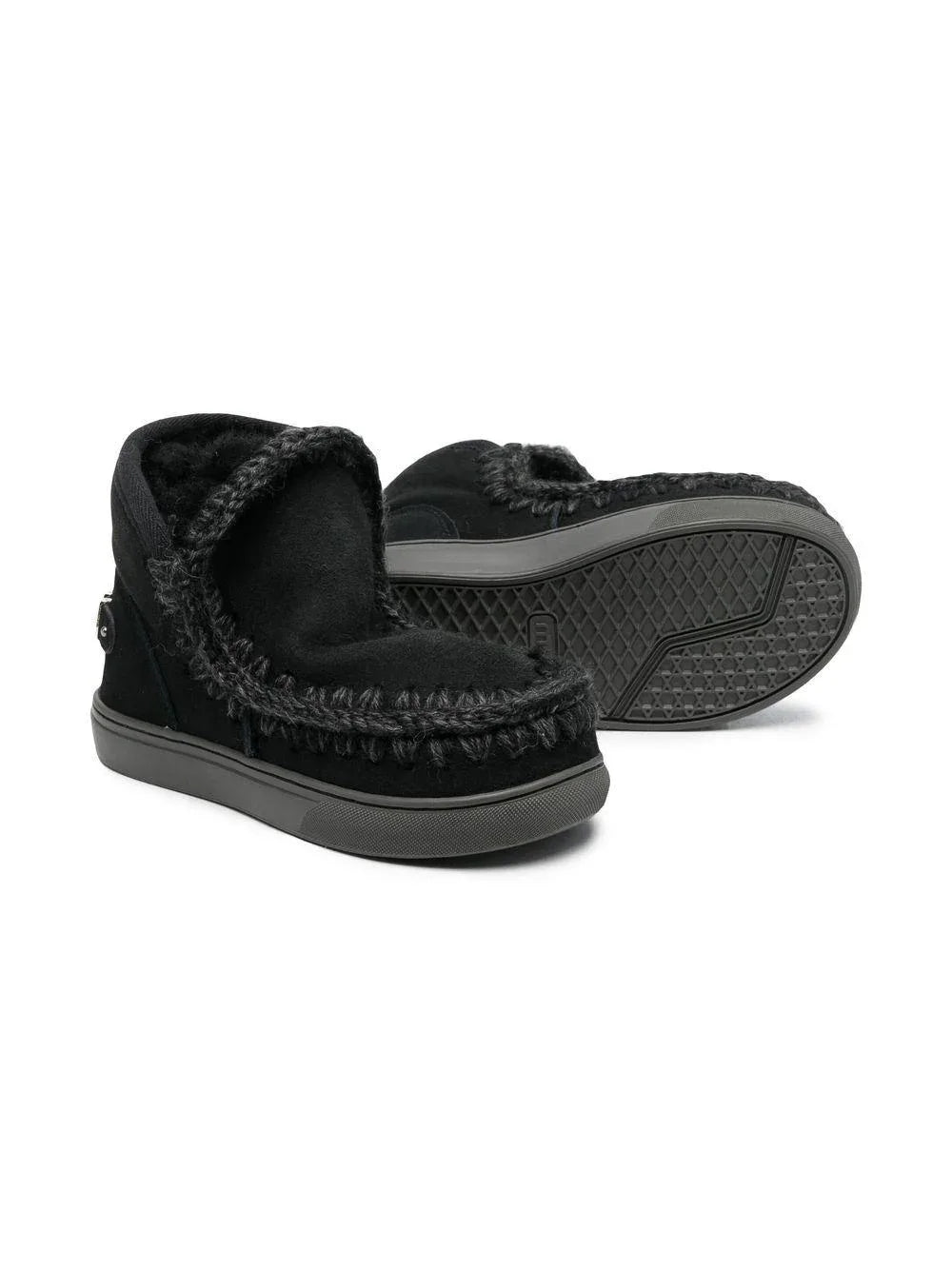 Stivaletti Invernali Neri con Cuciture a Uncinetto - Preludio Moda