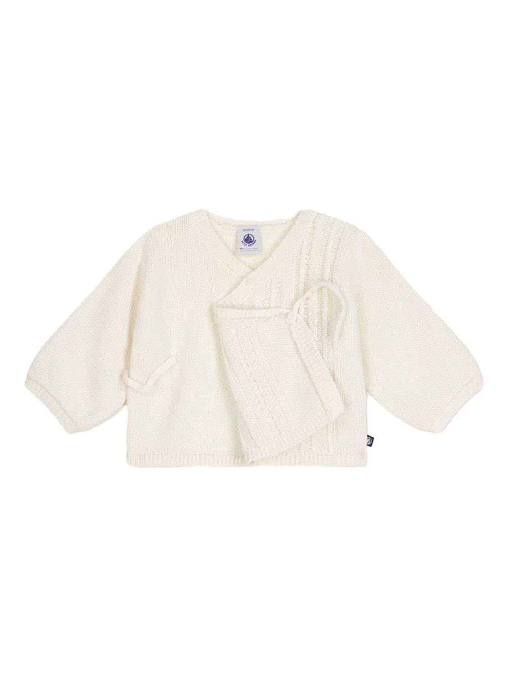 Cardigan panna in maglia e intreccio neonato - Preludio Moda