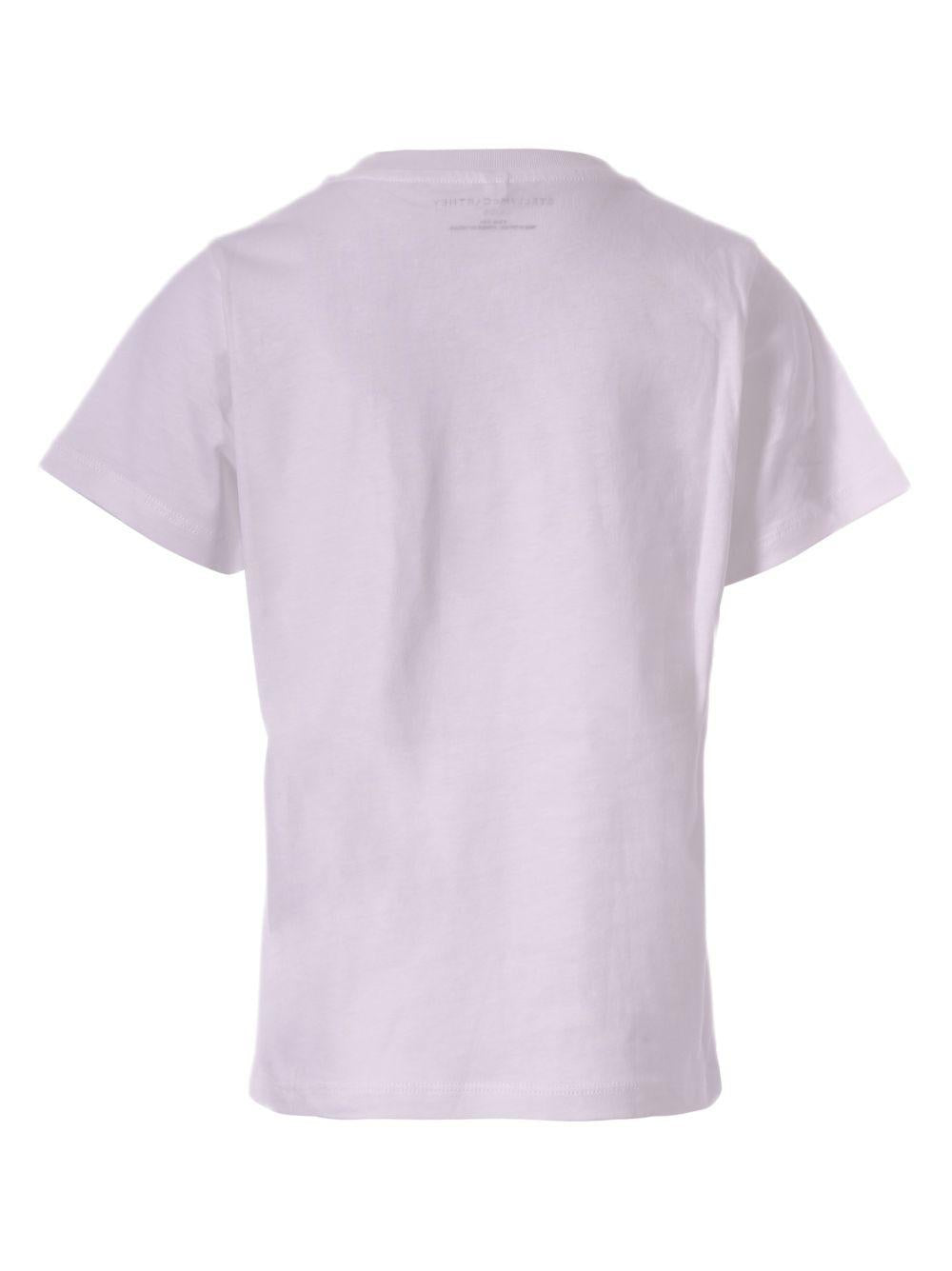 T-shirt in cotone con stampa laterale TY8A21Z0434 101 STELLA MCCARTNEY KIDS