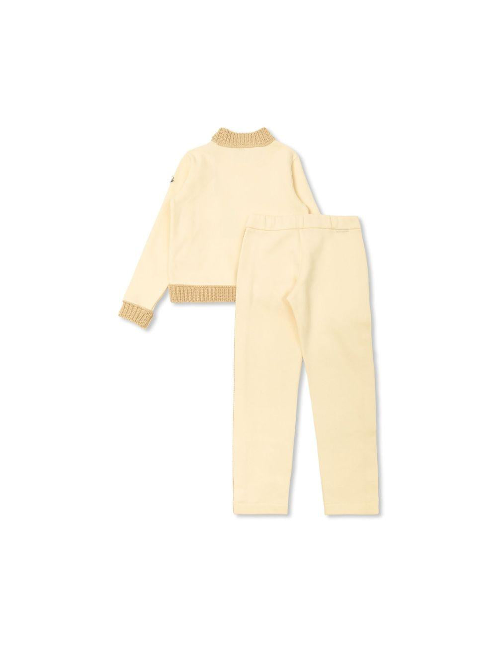 Completo sportivo profili in maglia panna (2pz) 9548M00002899PS 050 MONCLER KIDS
