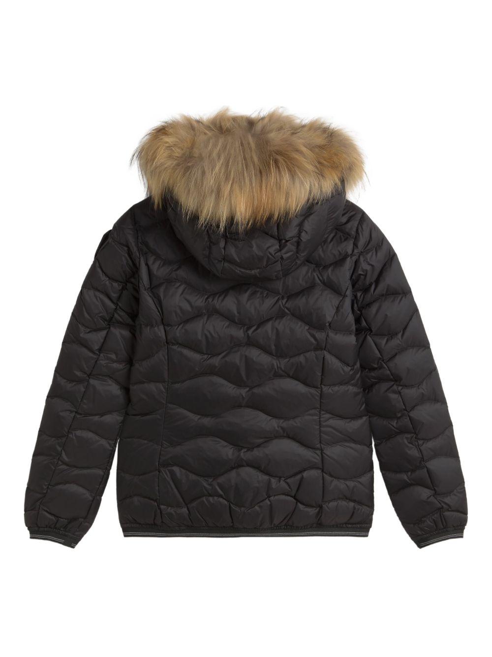 Piumino con cappuccio e bordo in pelliccia sintetica 25WBLDC03096006047 999EI BLAUER