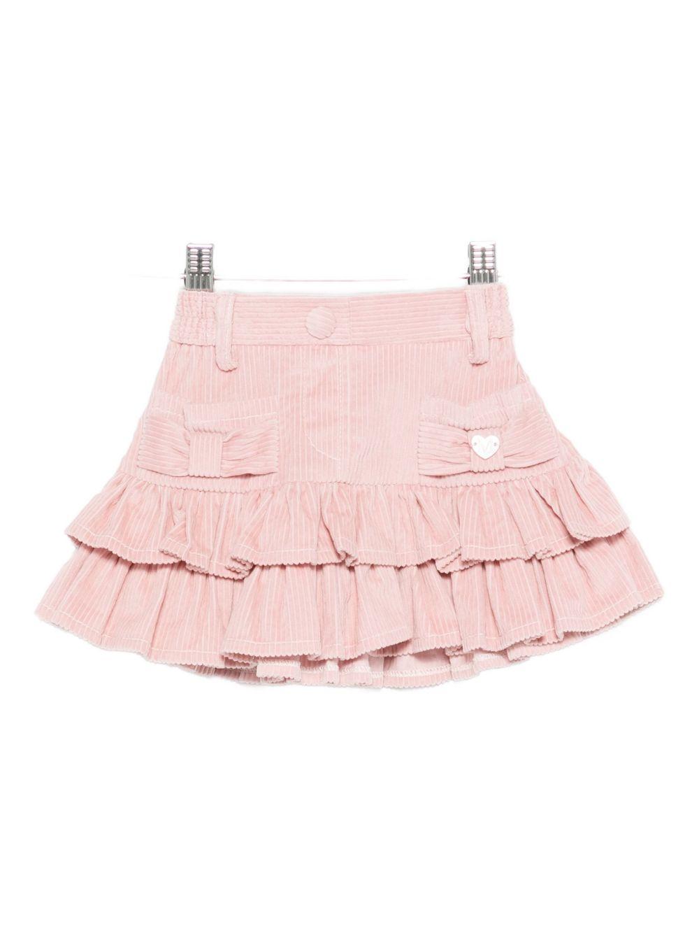 Gonna rosa a coste con tasche frontali 37F7006852 0090 MONNALISA KIDS