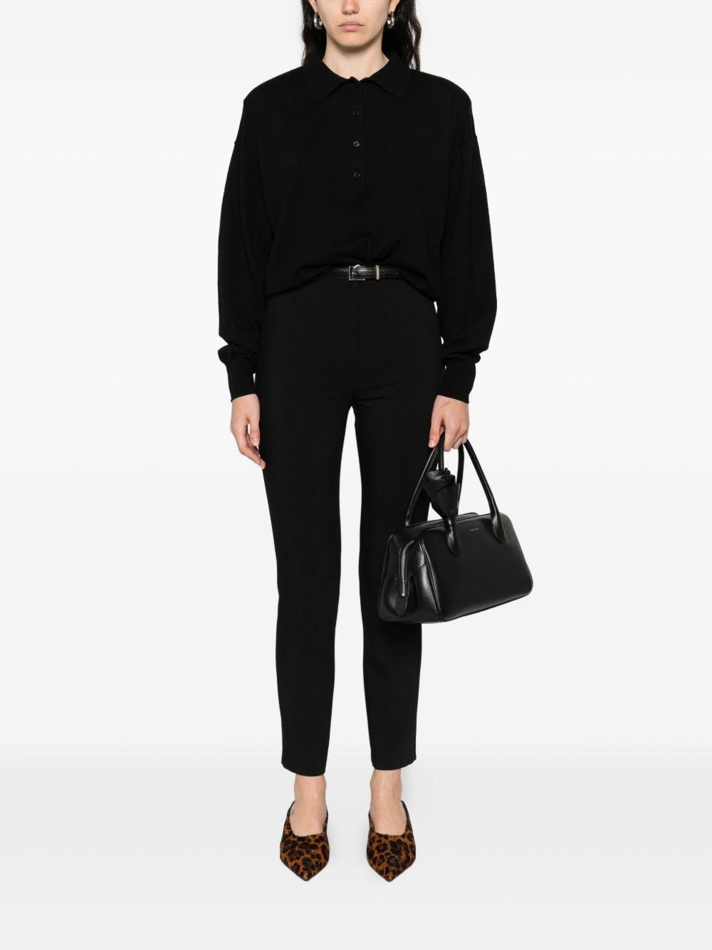 Pantaloni neri in crepe a vita alta 2P1731A663 K103 PATRIZIA PEPE