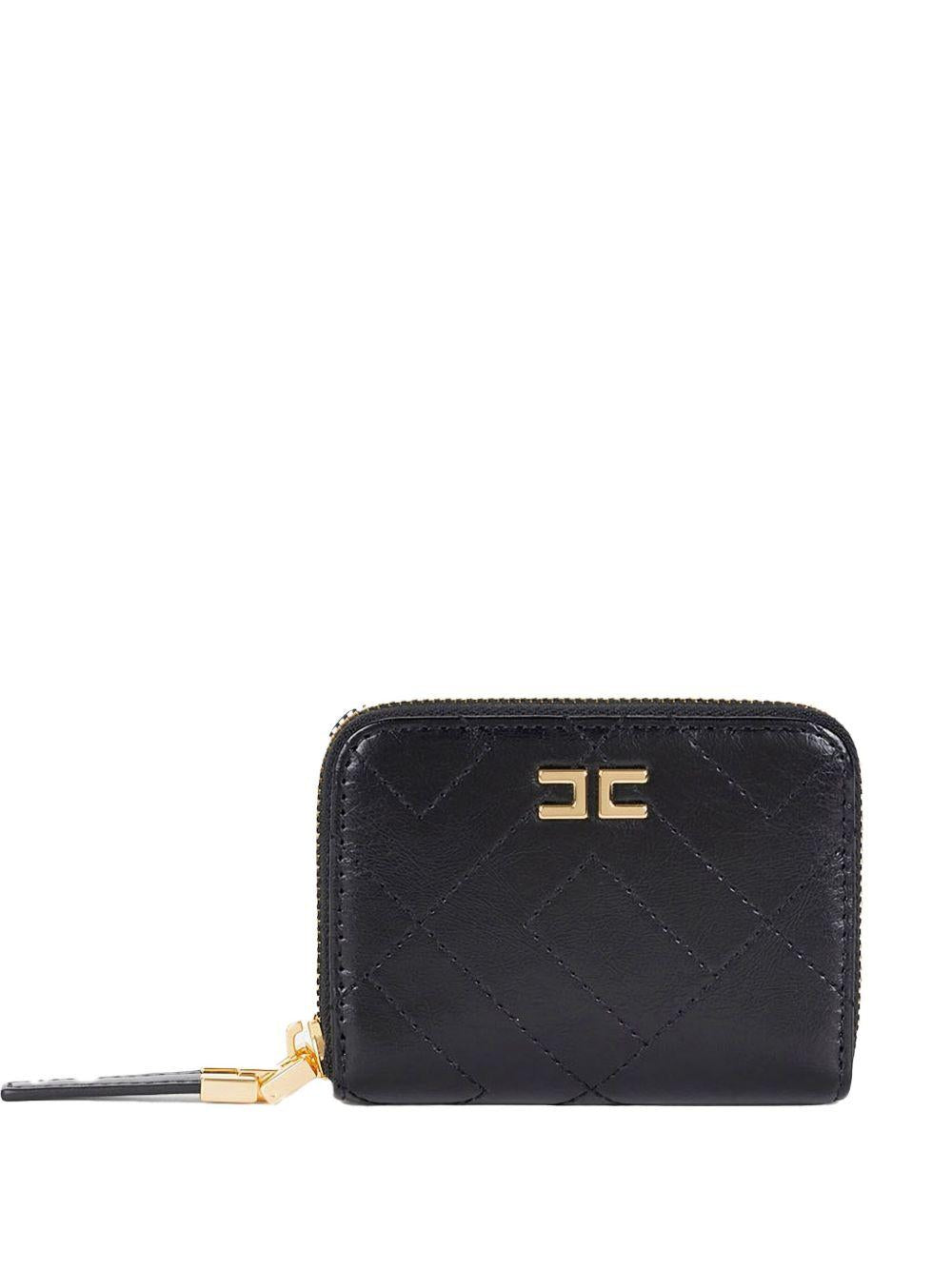 Portafoglio con zip e logo nero