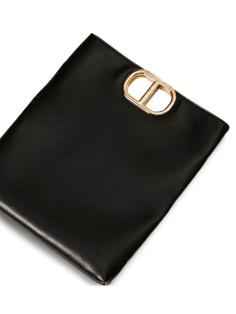 Borsa Tote Nera con Fibbia Dorata 252TD8090 00006 TWINSET