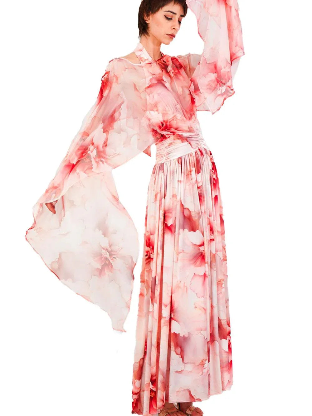 Coprispalle semitrasparente con fantasia floreale - Preludio Moda