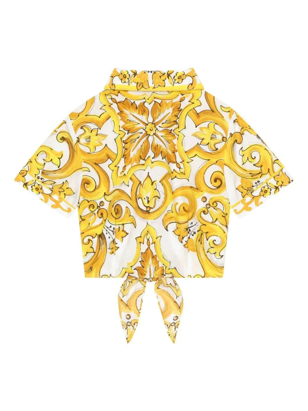 Camicia crop stampa maiolica bianco/giallo - Preludio Moda