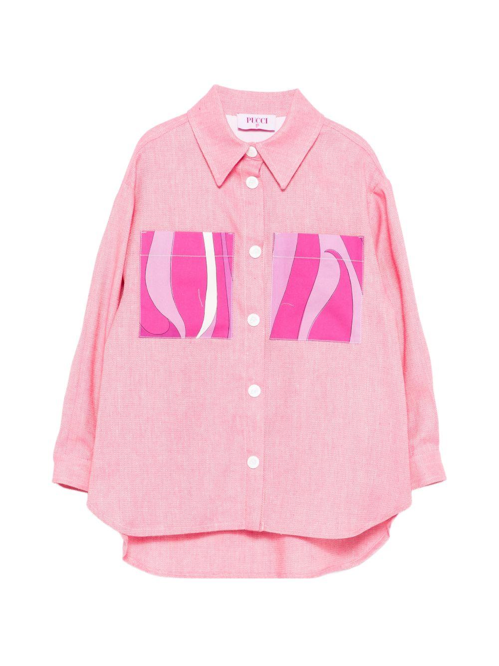 Camicia oversize con logo frontale PY2A24D0139 542 EMILIO PUCCI KIDS
