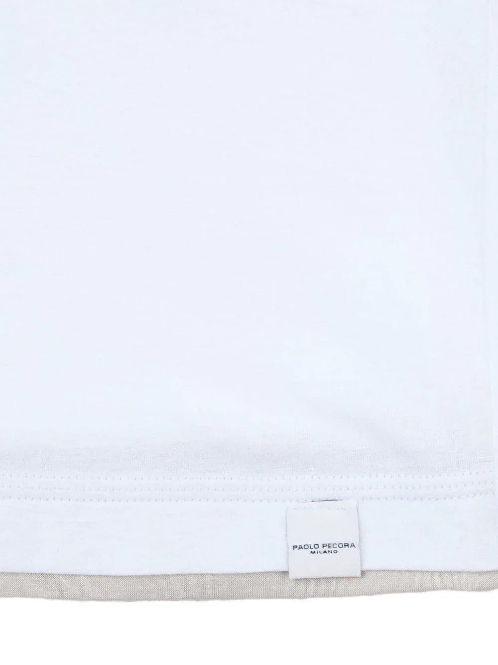 T-shirt bianca con profili beige in cotone extrafine - Preludio Moda