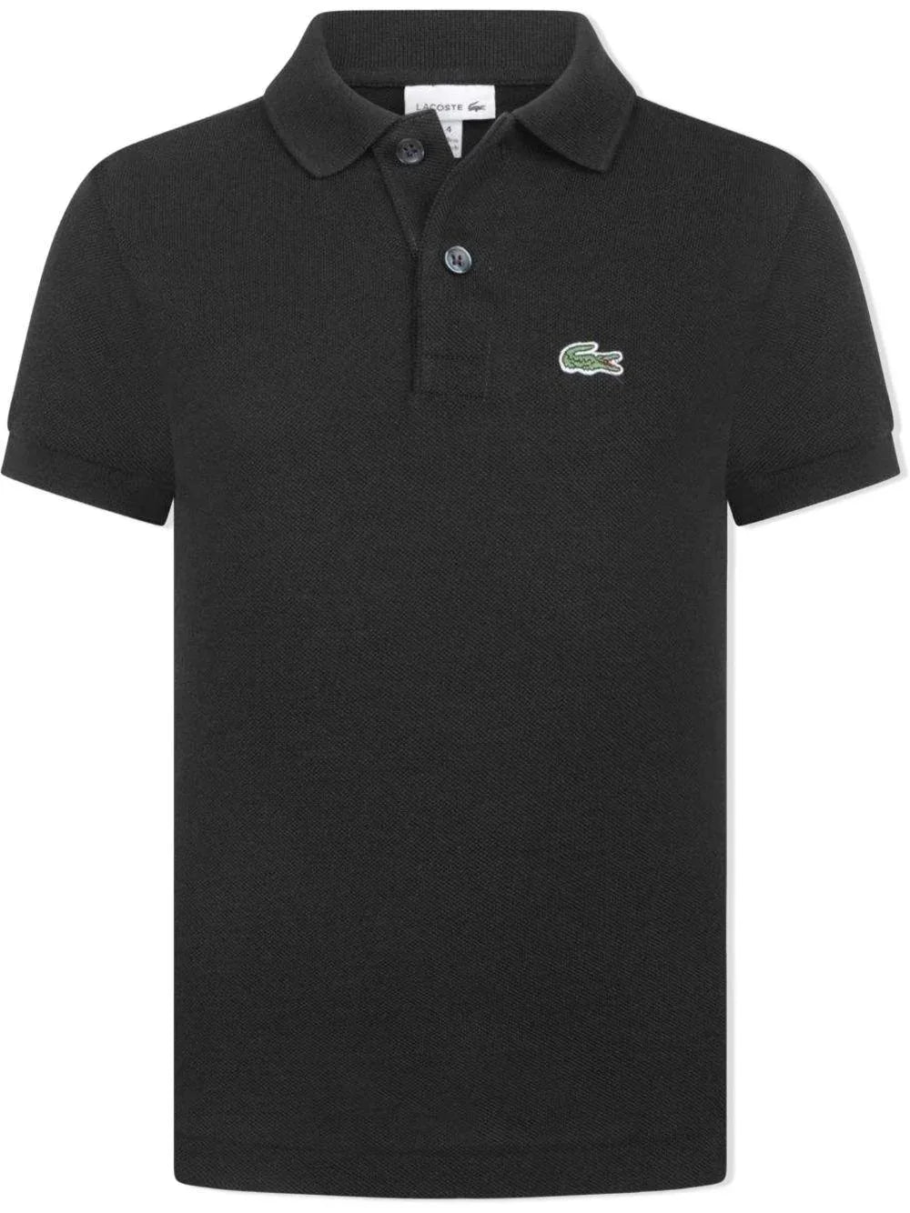 Polo nera logo ricamo - Preludio Moda