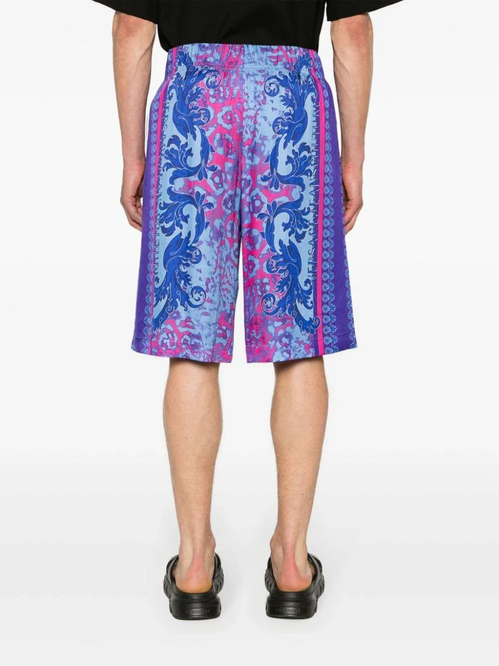 Bermuda stampa barocca celeste/blu/fucsia - Preludio Moda