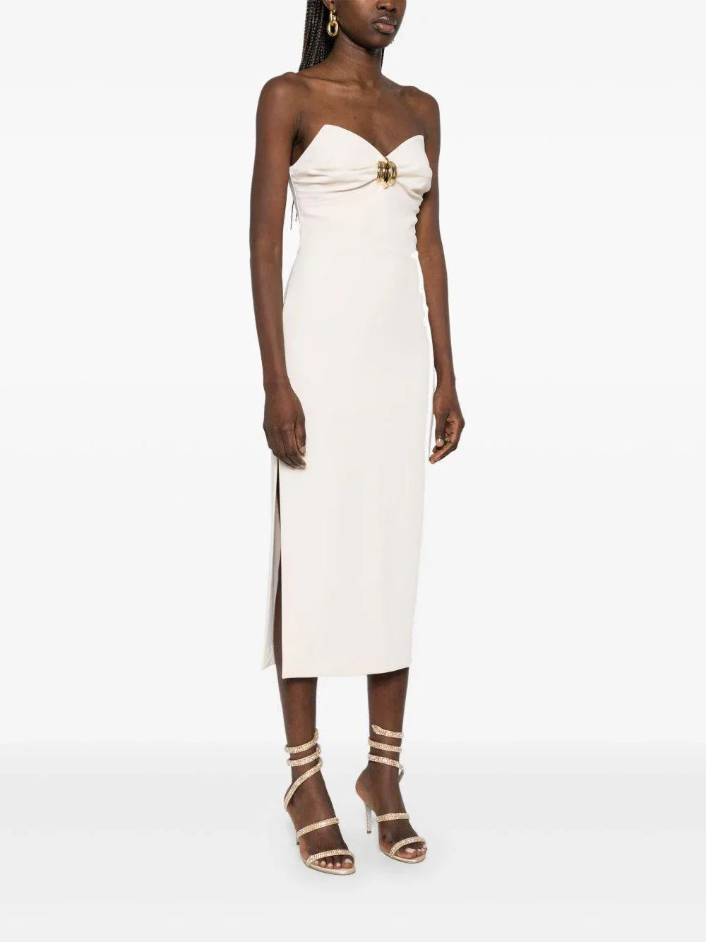 Tubino in crêpe fluido con macro fiocco burro - Preludio Moda