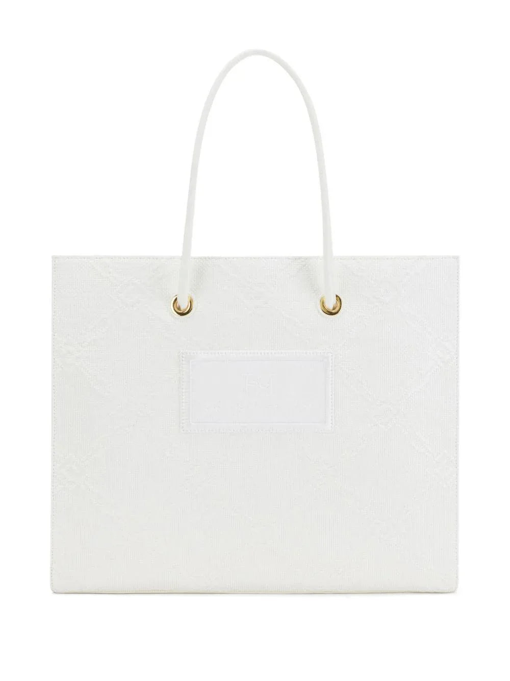 Tote grande in rafia jacquard avorio - Preludio Moda