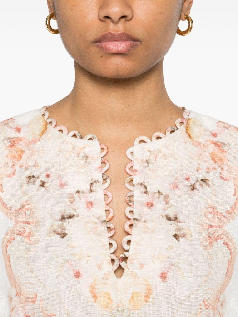 Top bianco con fantasia floreale