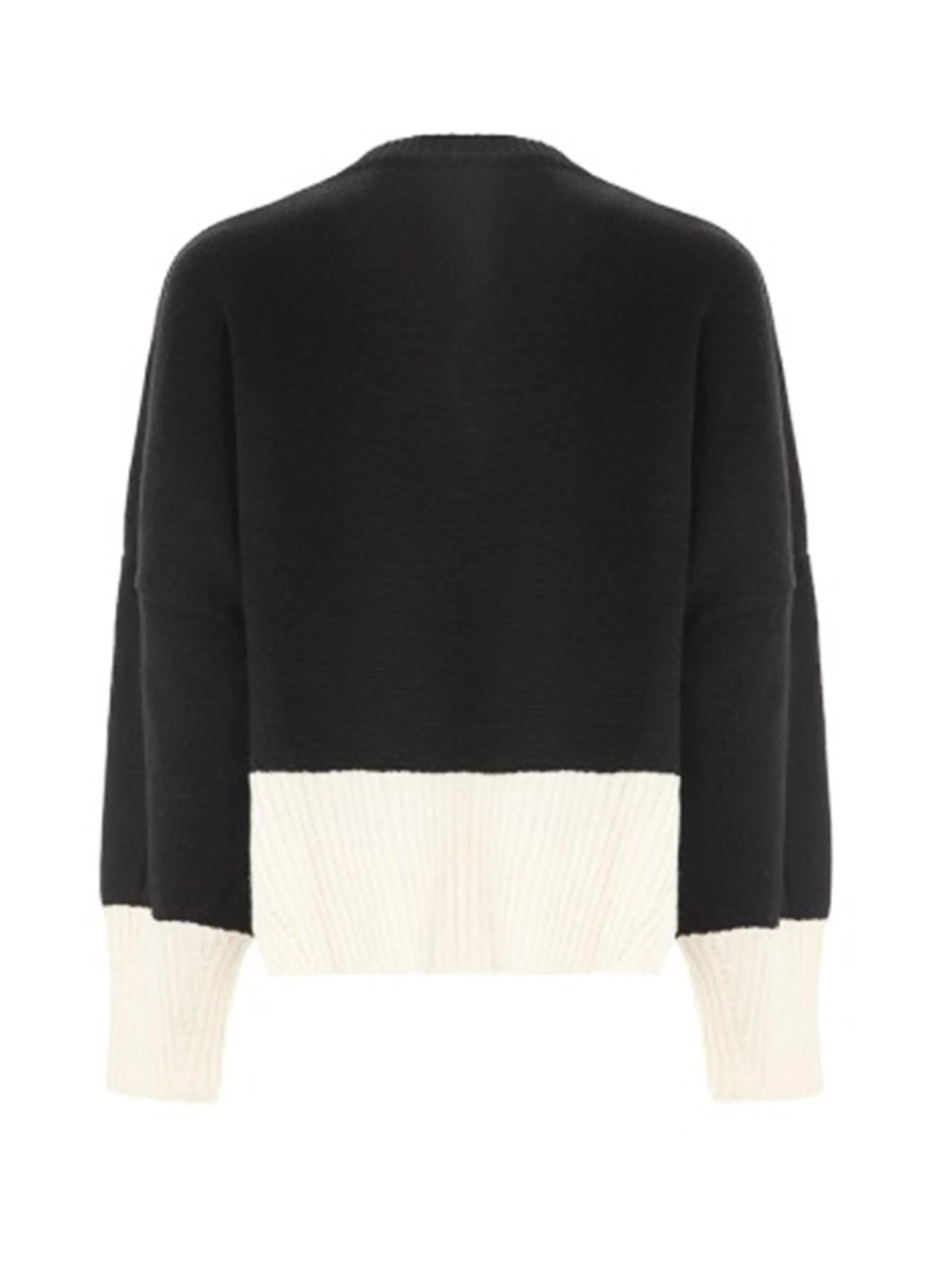 Maglia bicolor con profili a coste - Preludio Moda