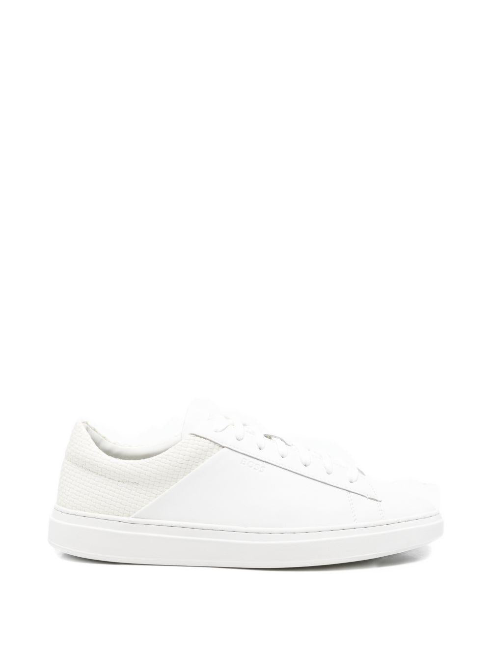 Sneakers in pelle con pannello intrecciato 50563591 100 BOSS