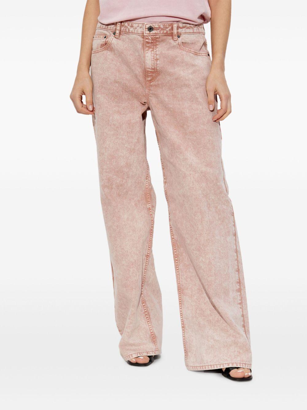 Jeans rosa tie-dye a gamba ampia