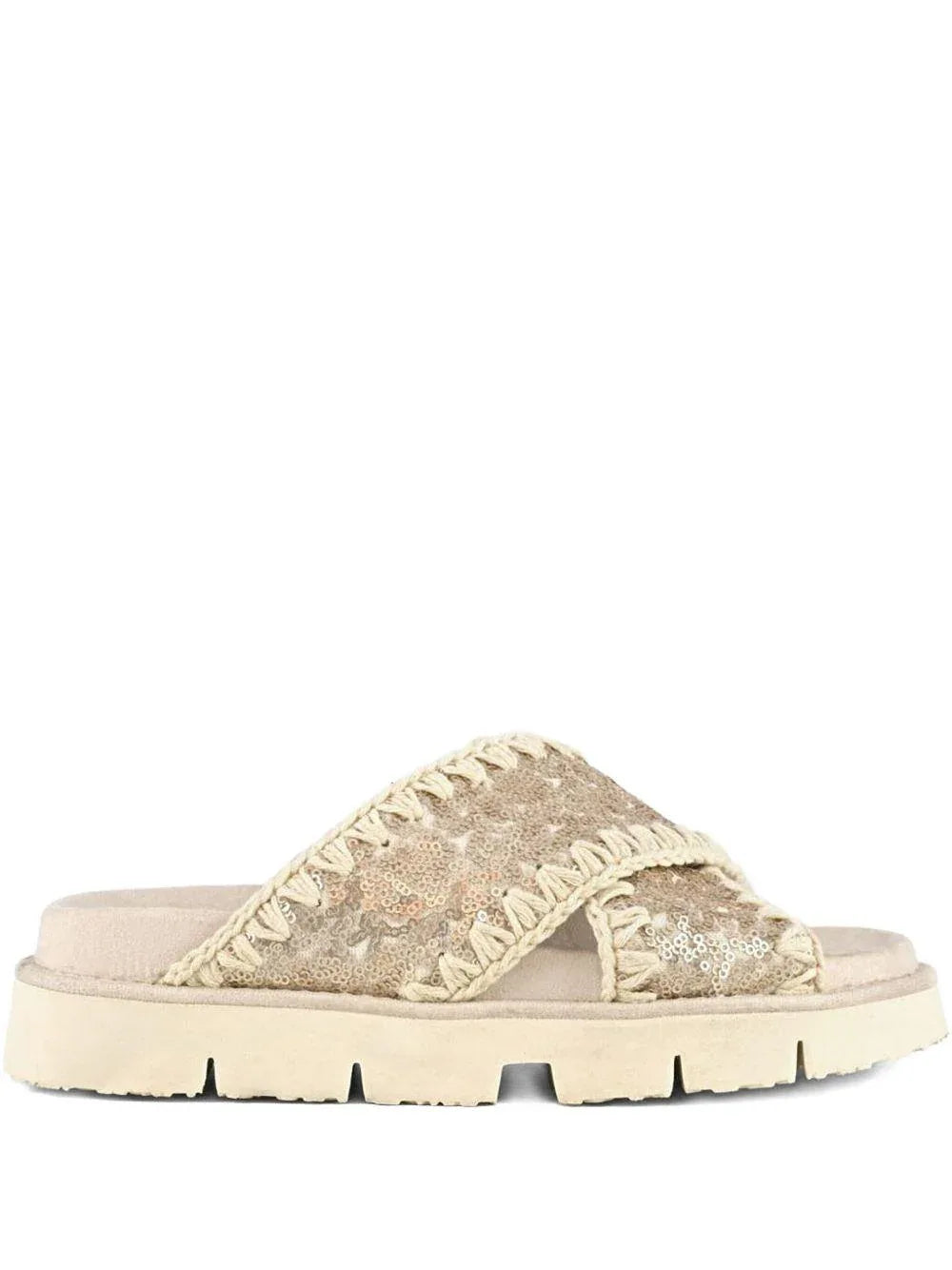 Criss-cross bio sandal microsequins rosa perlato - Preludio Moda