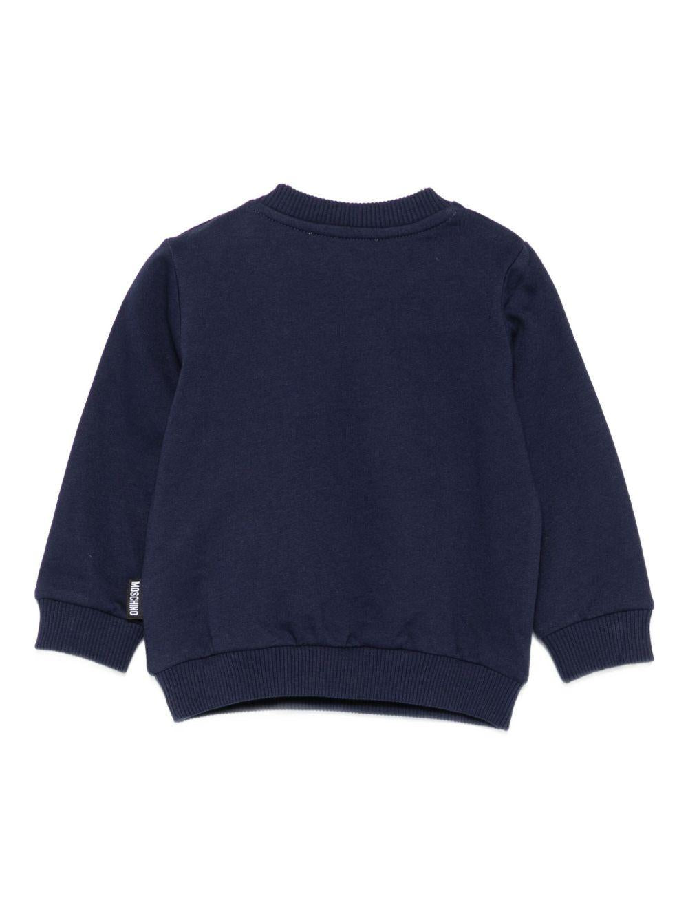 Felpa blu navy con ricamo Teddy Bear MQF060LCA40 40016 MOSCHINO KIDS