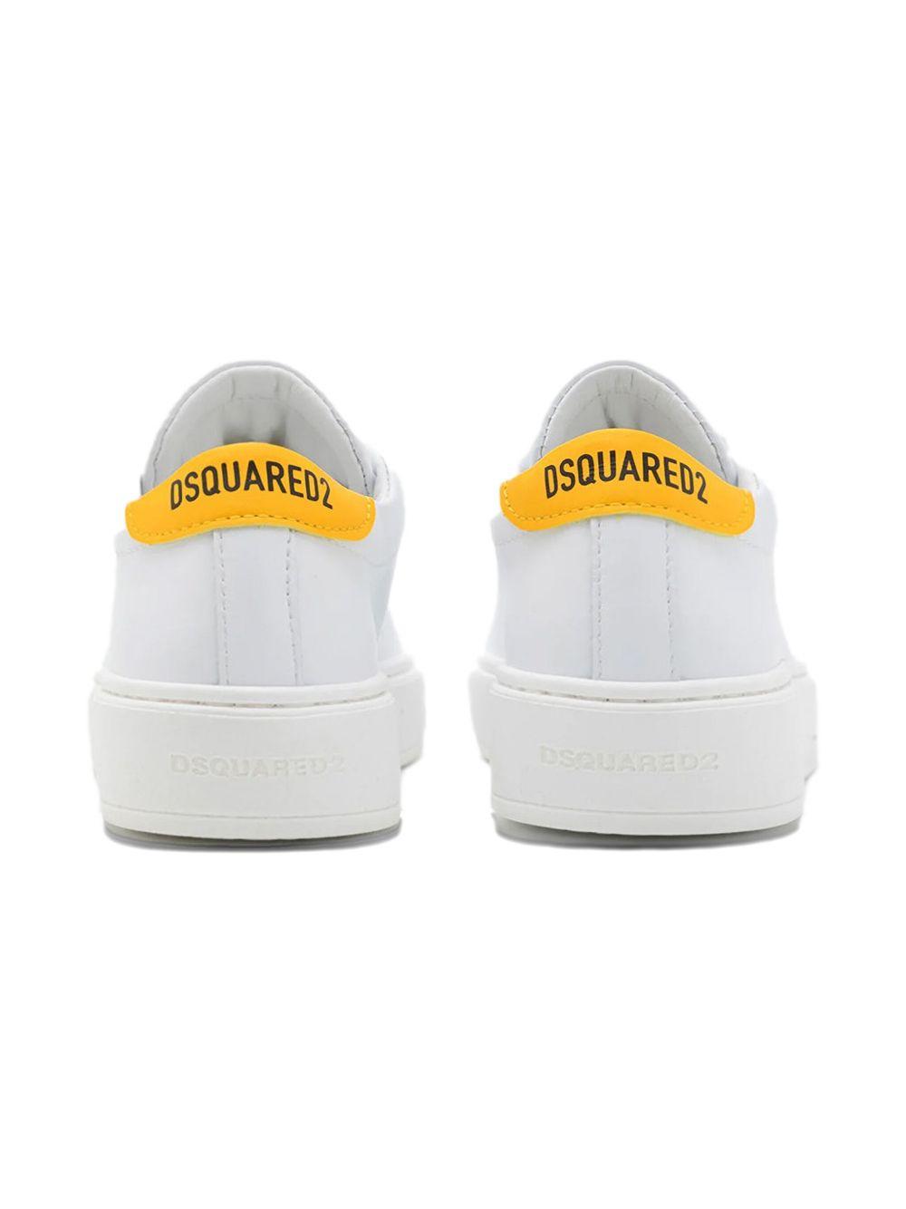 Sneakers bianche logo icon giallo kids 80313 01 DSQUARED KIDS