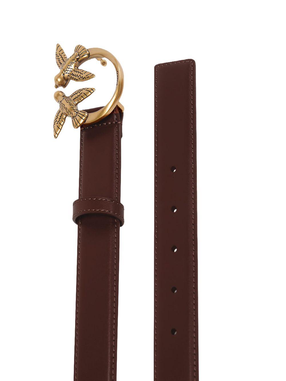 Cintura Marrone in Pelle con Fibbia Love Birds 100125A0F1 L74Q PINKO