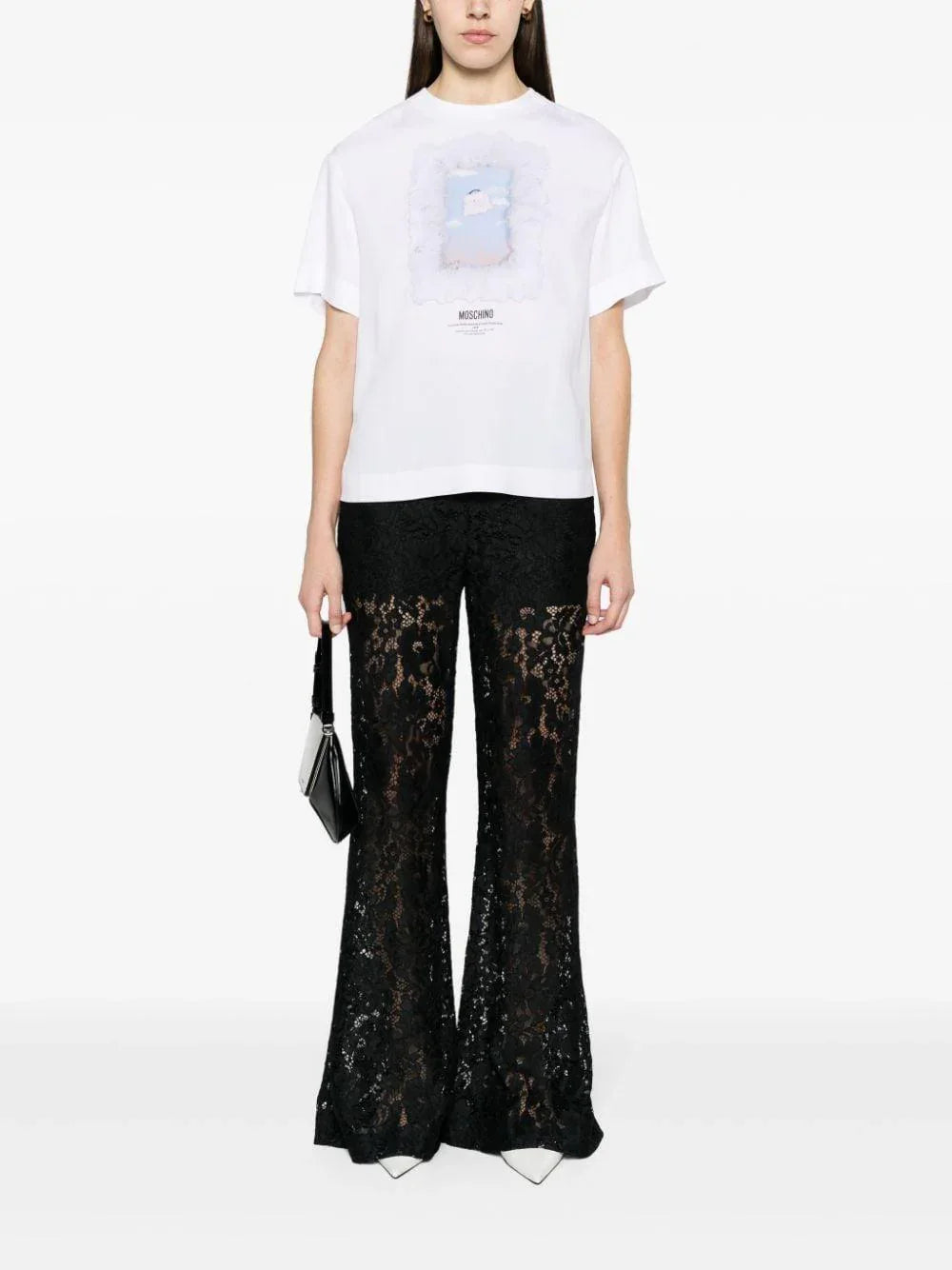 T-shirt bianca con stampa - Preludio Moda