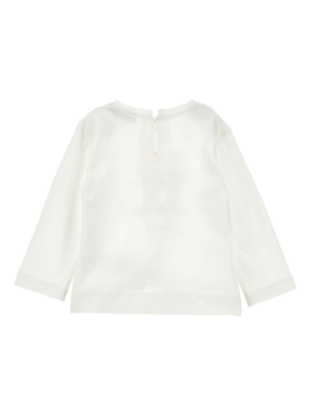 T-shirt Bianca Maniche Lunghe con Stampa Frontale 39F6026005 0001 MONNALISA KIDS