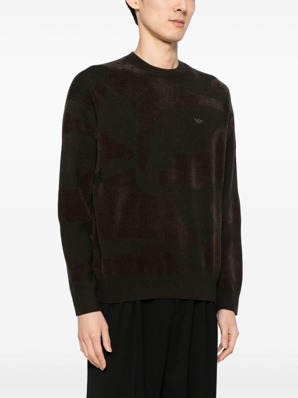 Maglione in ciniglia con intarsio camouflage