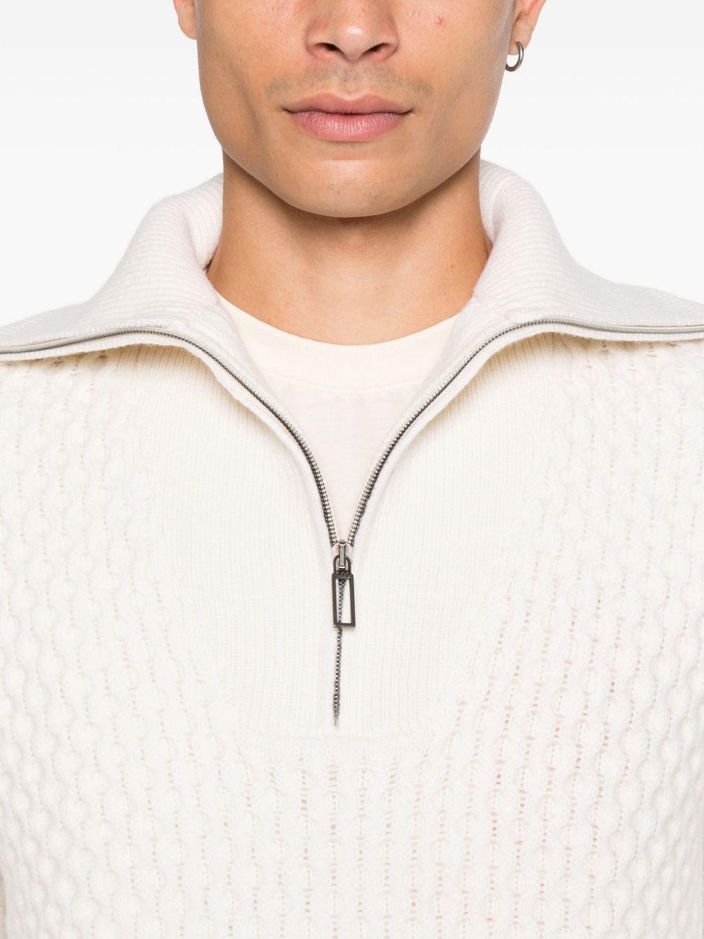 Maglione panna a intreccio con collo alto A067F004 1102 PAOLO PECORA